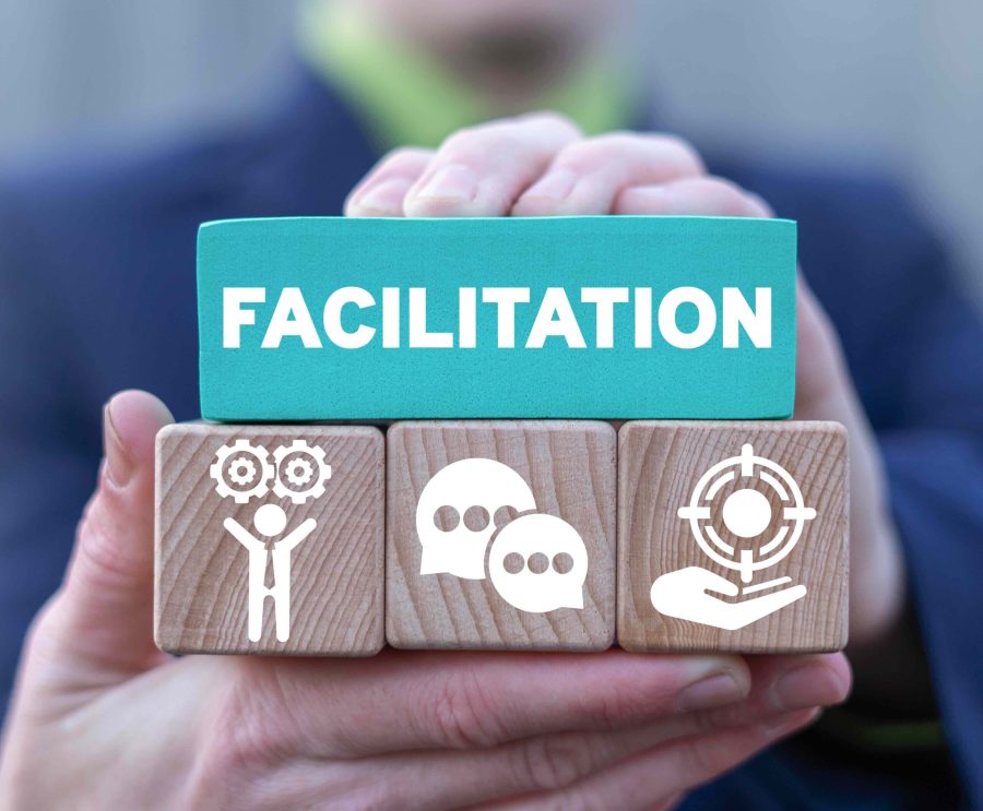 Concept of facilitation. Business and finance facilitating.